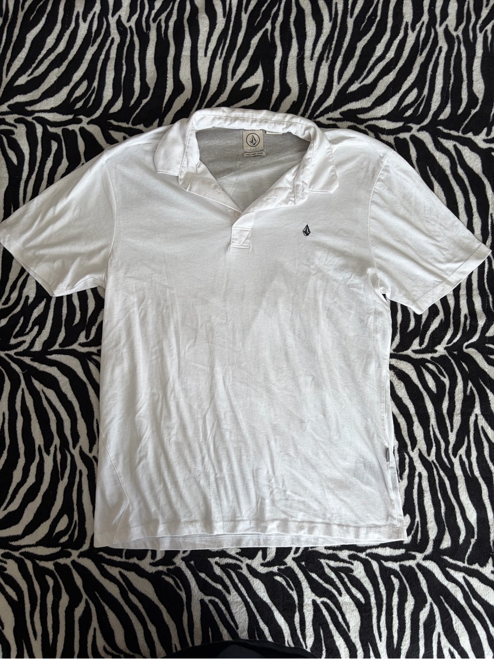 Volcom Men’s White Polo with Embroidered Logo